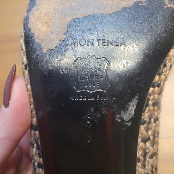 VTG Ramon Tenza 90s Y2K Kitten Heels Black Tan Pointed Toe Size 6B GUC - Picture 8 of 9